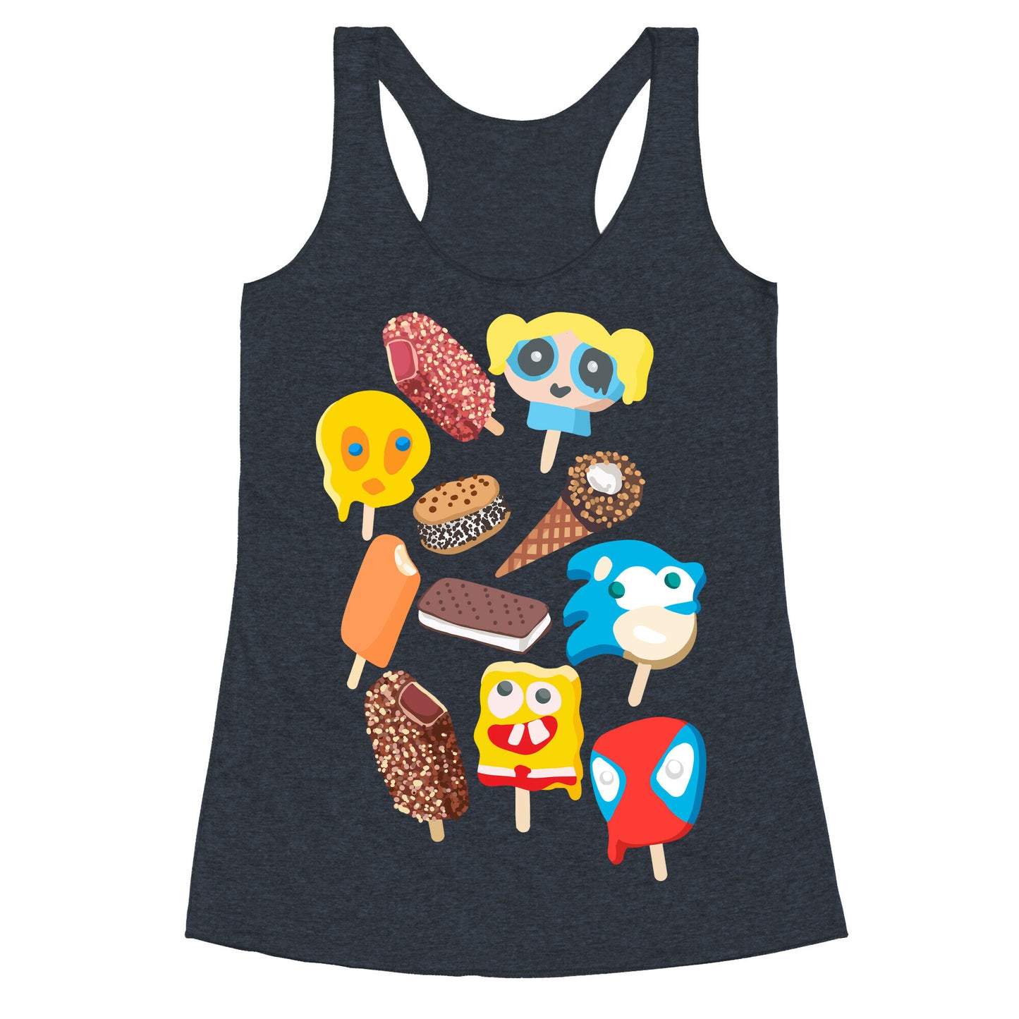 Ice Cream Truck Treats Pattern Racerback Tank