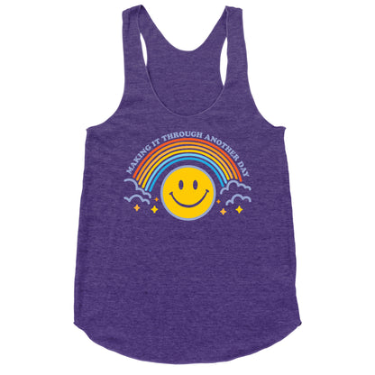 Making It Through Another Day Smiley Face Racerback Tank