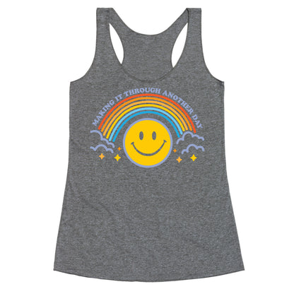 Making It Through Another Day Smiley Face Racerback Tank