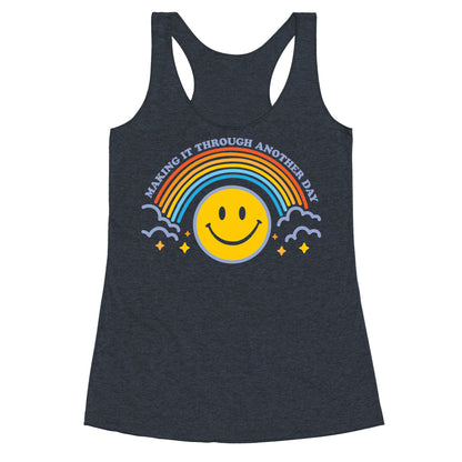 Making It Through Another Day Smiley Face Racerback Tank