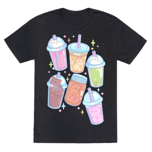 Kawaii Cat Cafe Drinks Unisex Triblend Tee