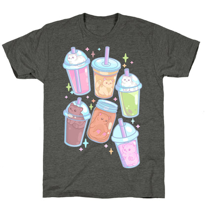 Kawaii Cat Cafe Drinks Unisex Triblend Tee