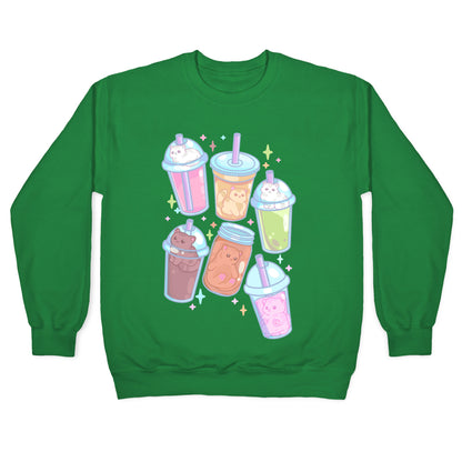 Kawaii Cat Cafe Drinks Crewneck Sweatshirt
