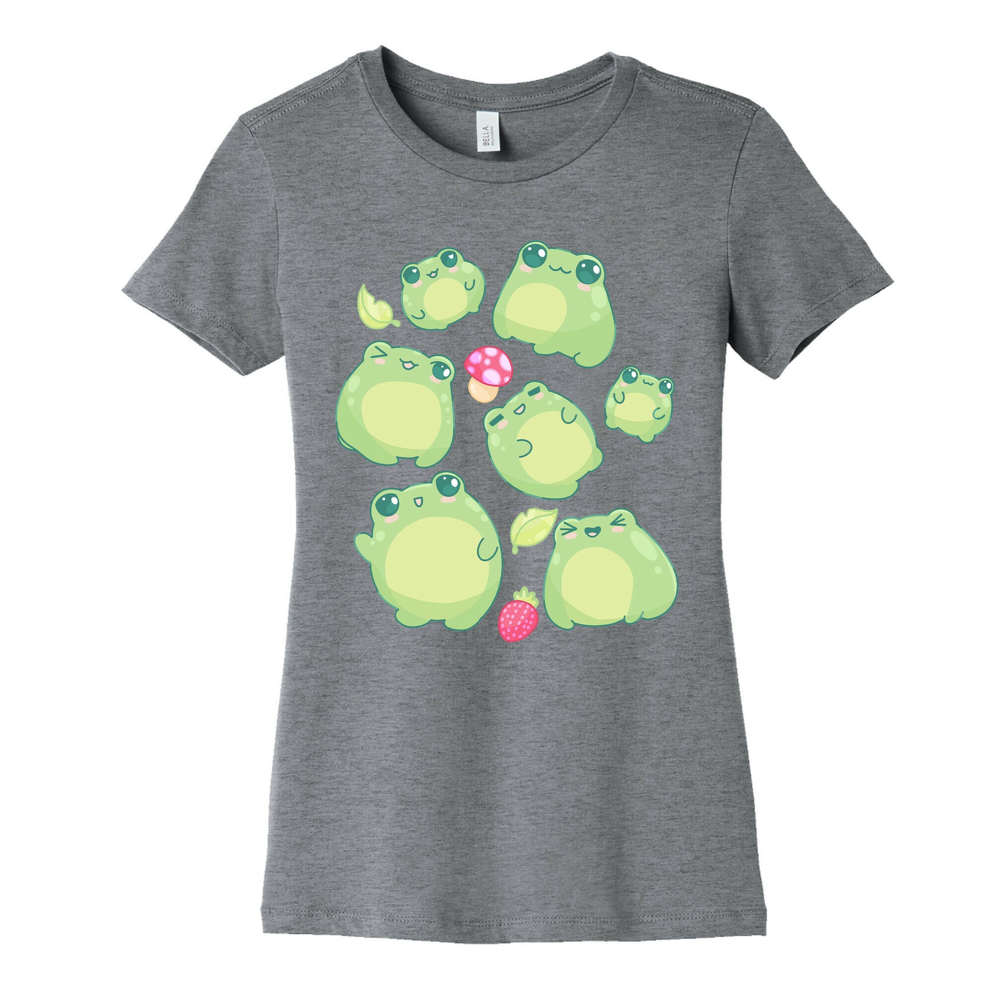Kawaii Frogs Pattern Women's Cotton Tee