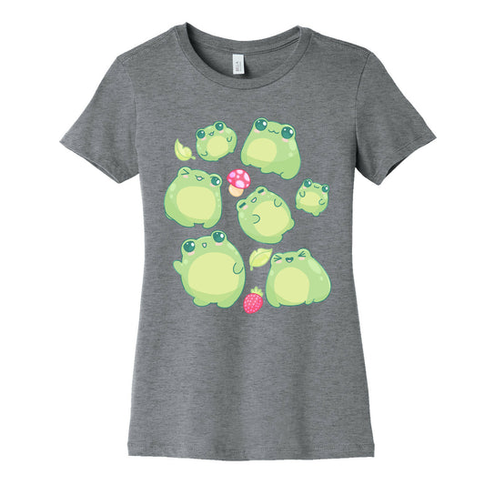Kawaii Frogs Pattern Women's Cotton Tee