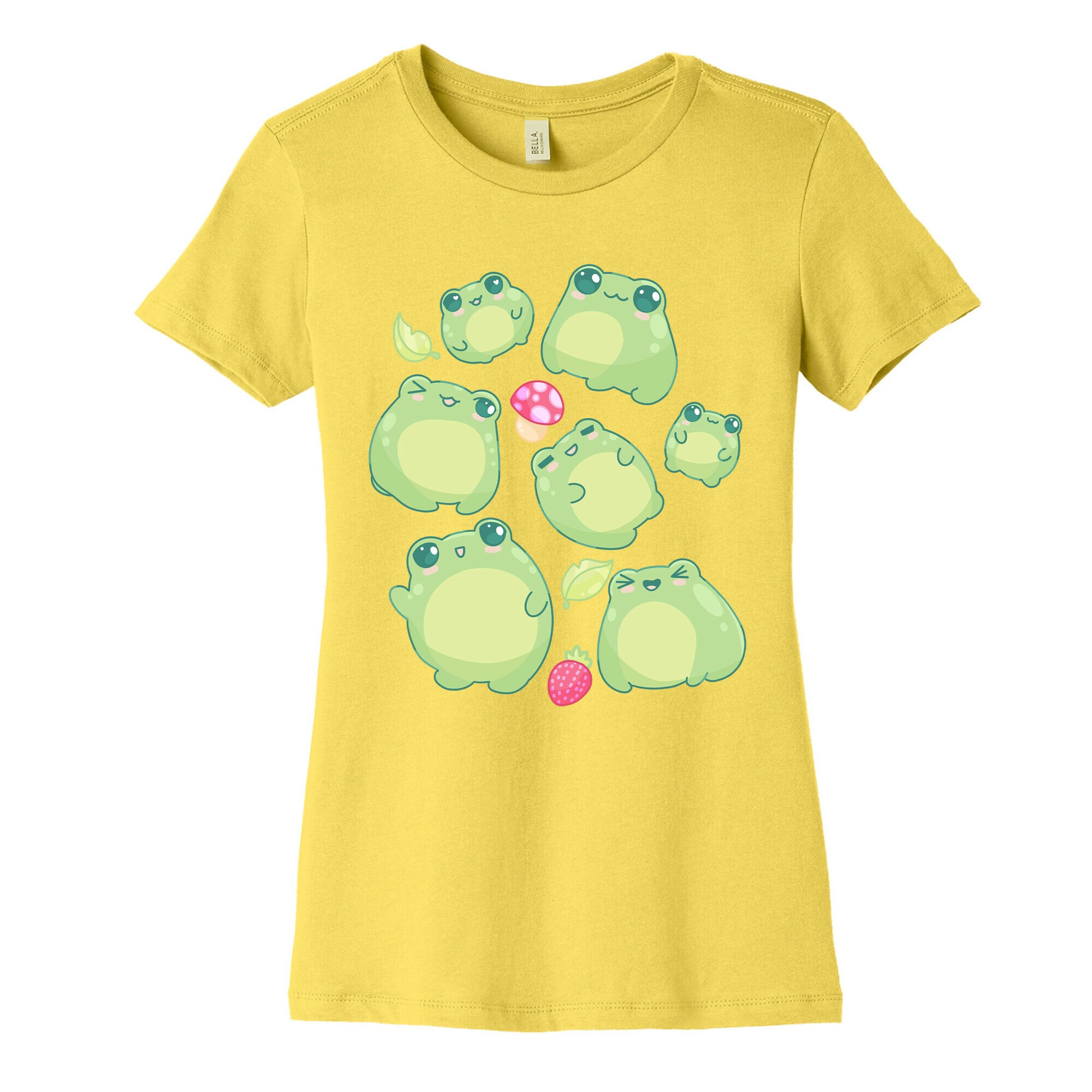 Kawaii Frogs Pattern Women's Cotton Tee