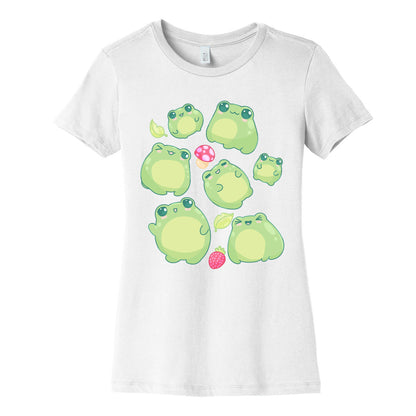 Kawaii Frogs Pattern Women's Cotton Tee