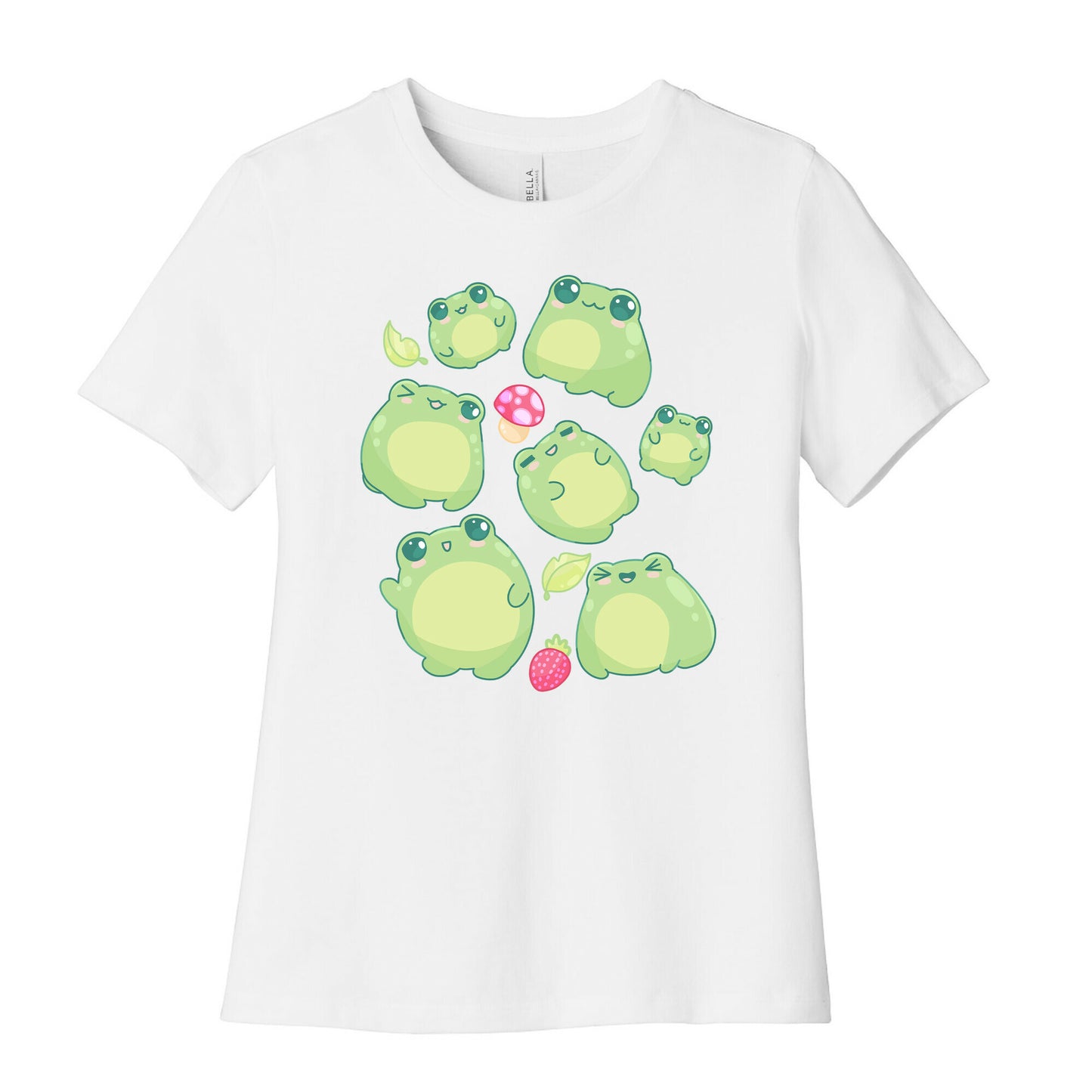 Kawaii Frogs Pattern Women's Cotton Tee