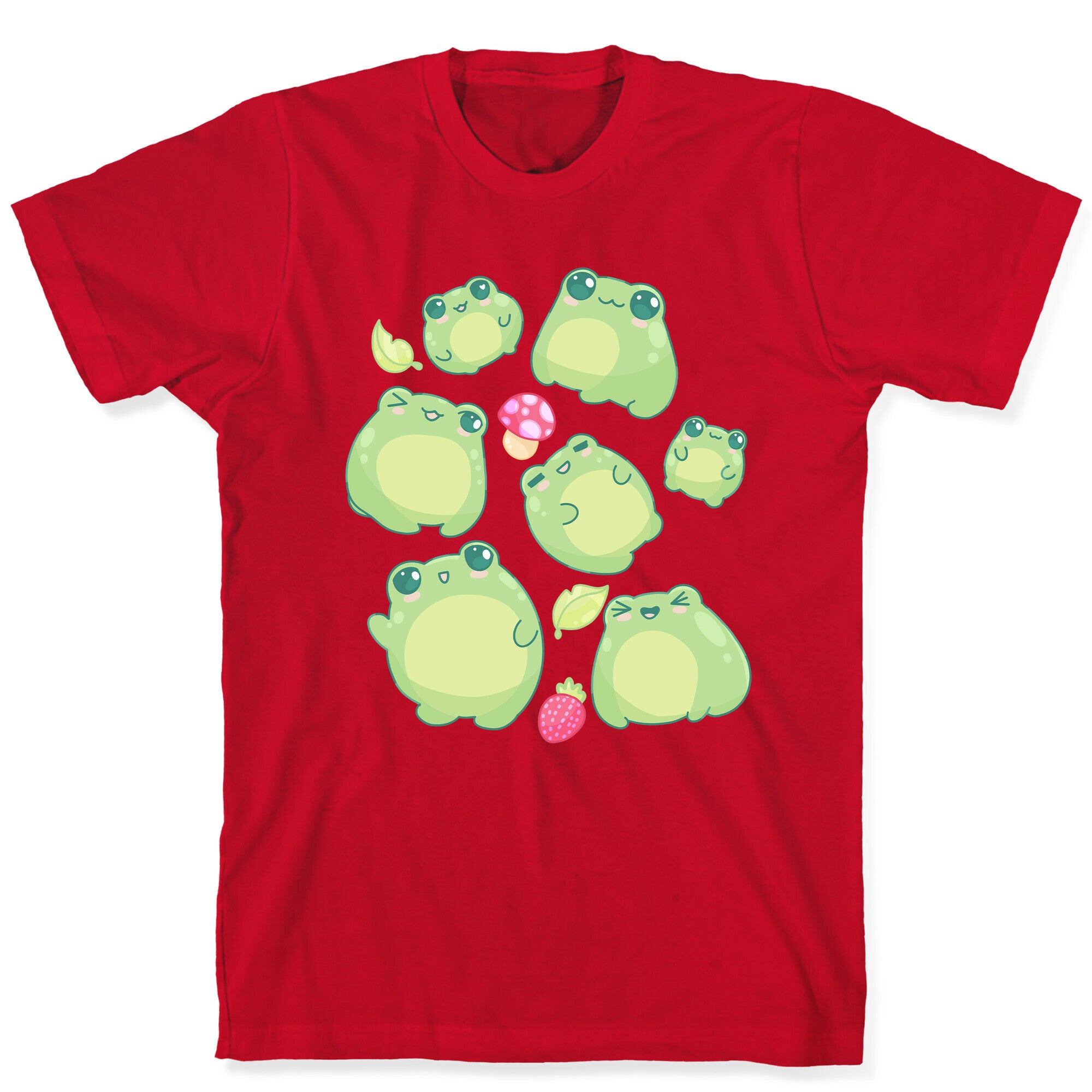 Kawaii Frogs Pattern T-Shirt