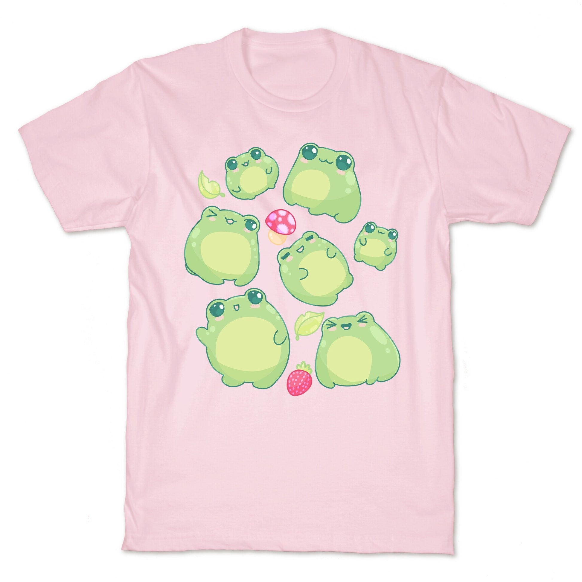 Kawaii Frogs Pattern T-Shirt