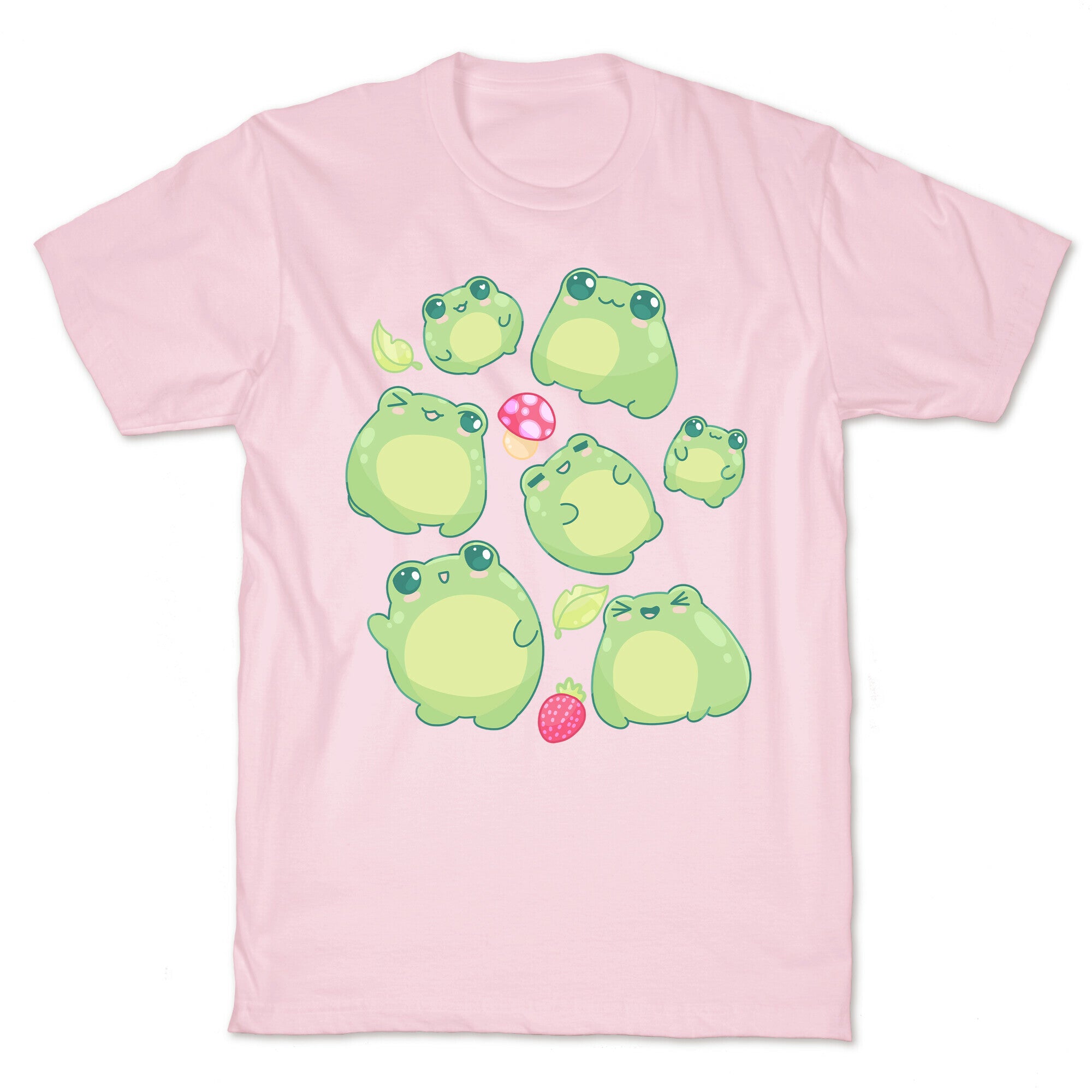 Kawaii Frogs Pattern T-Shirt