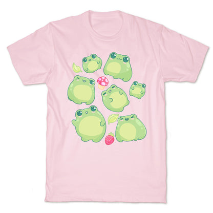 Kawaii Frogs Pattern T-Shirt