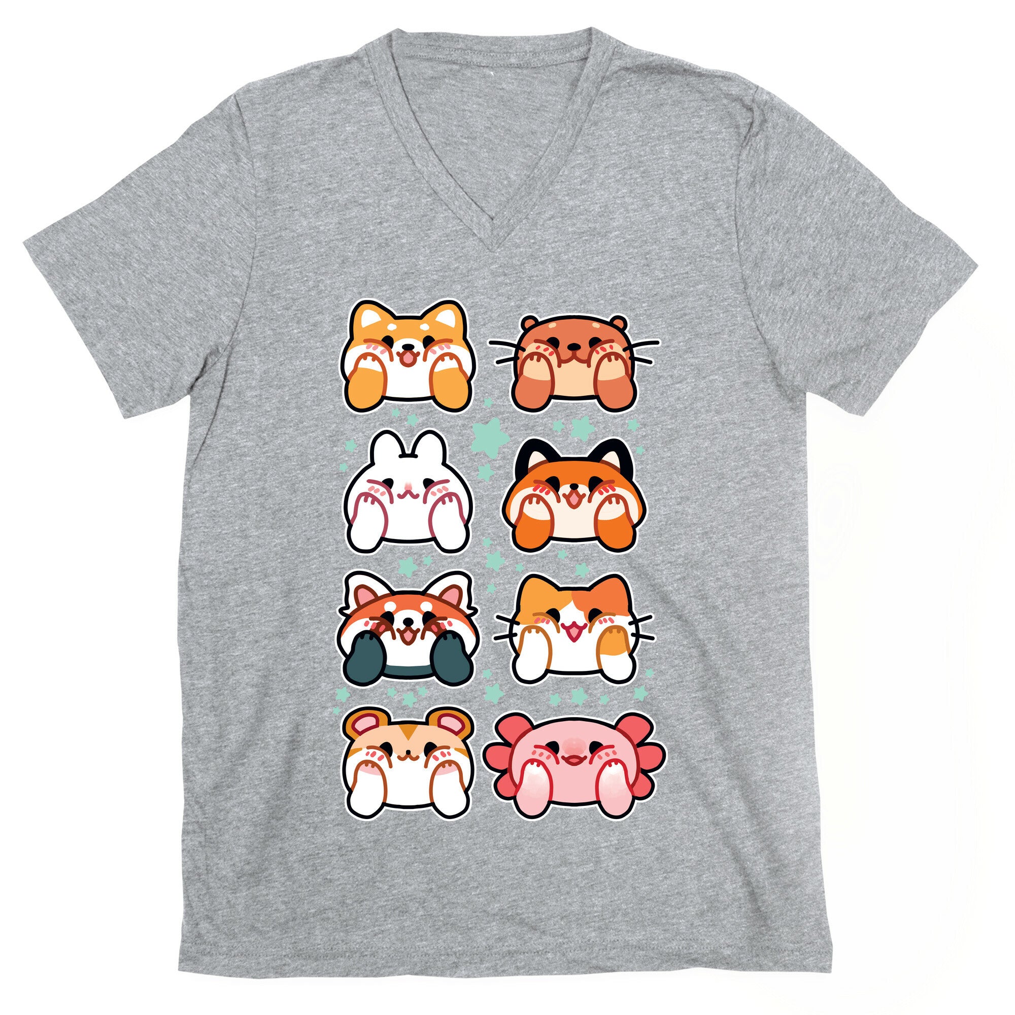 Kawaii Squishy Face Animals V-Neck