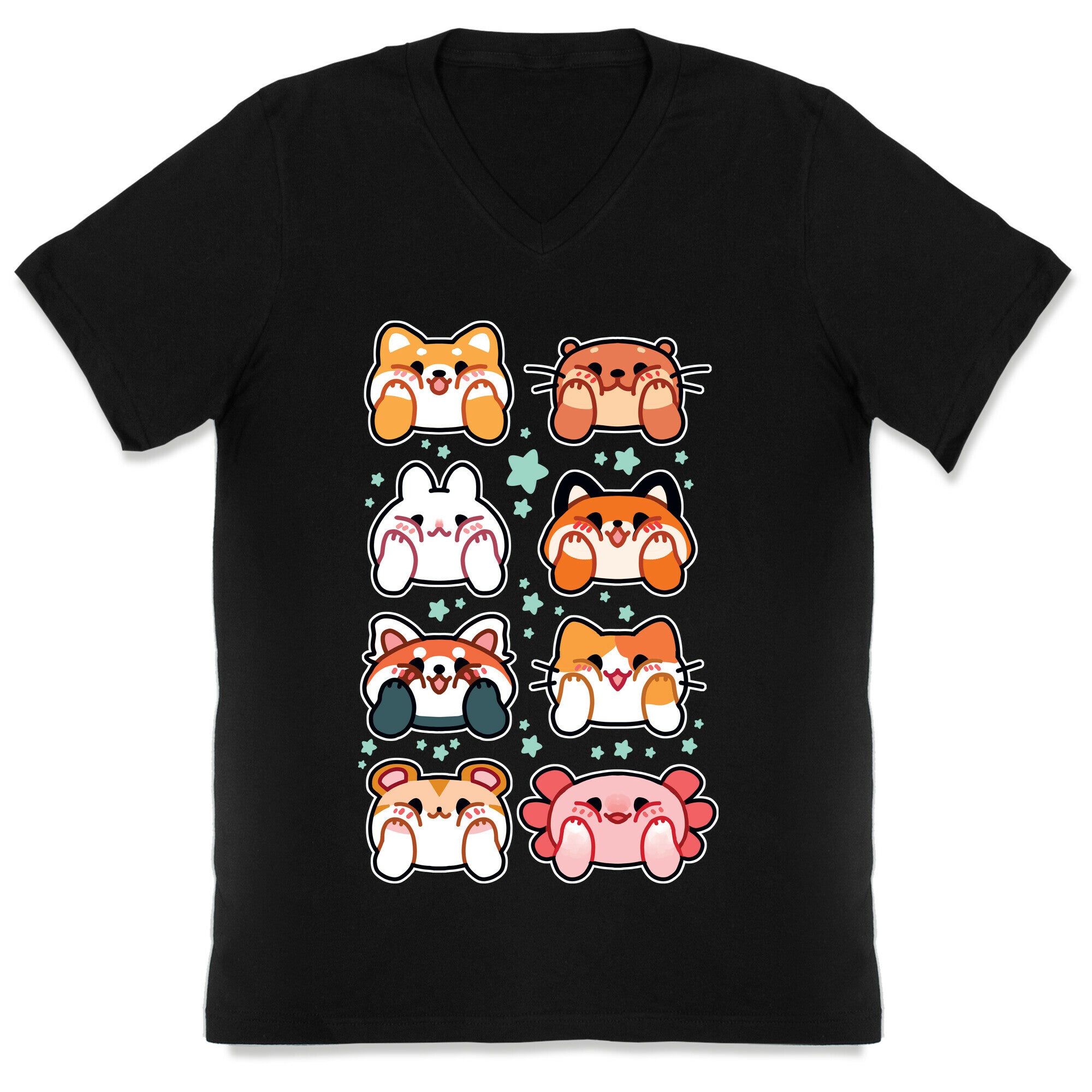 Kawaii Squishy Face Animals V-Neck