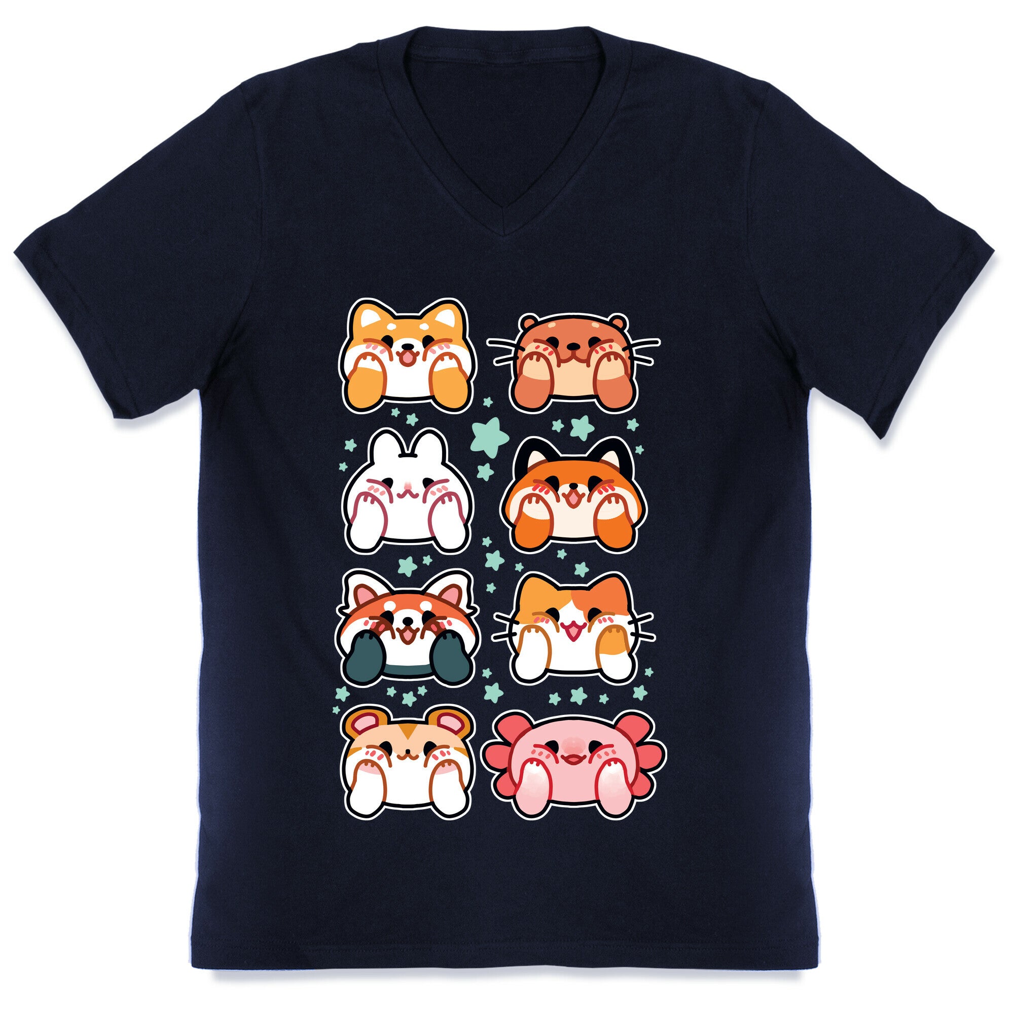 Kawaii Squishy Face Animals V-Neck