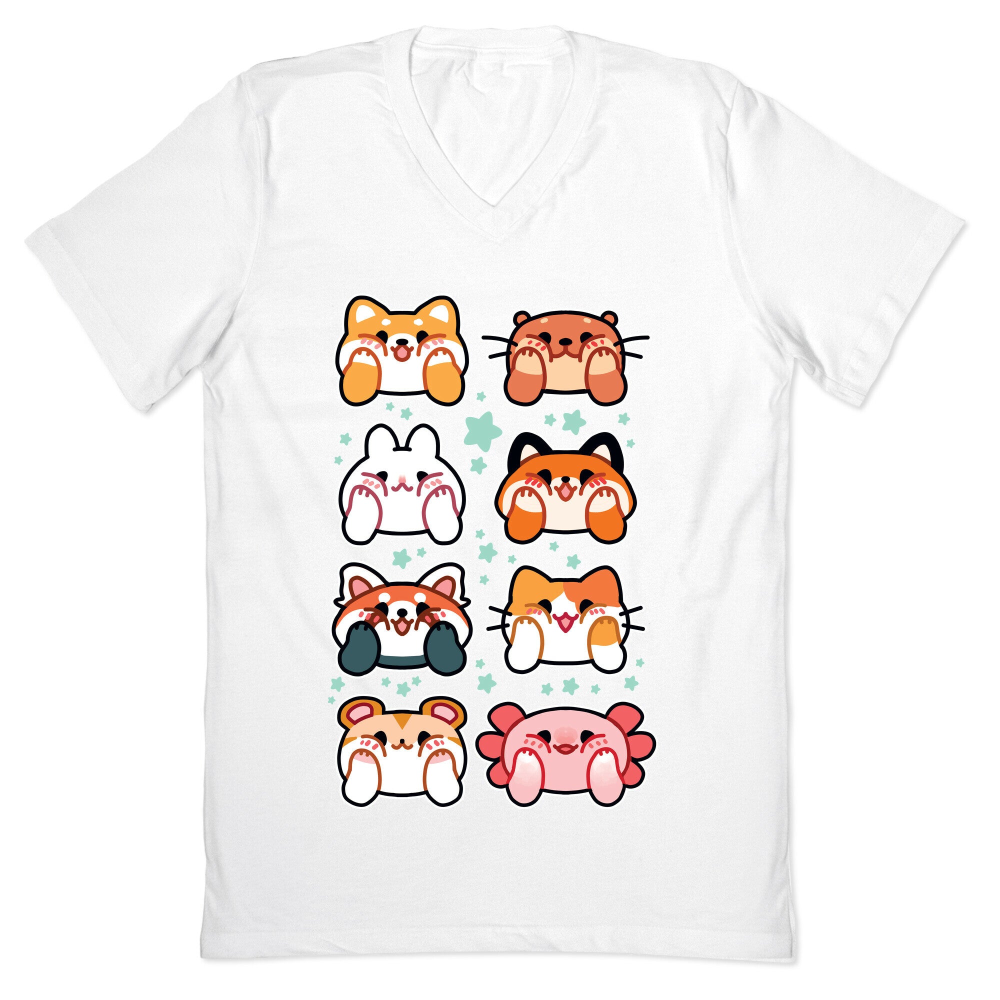Kawaii Squishy Face Animals V-Neck