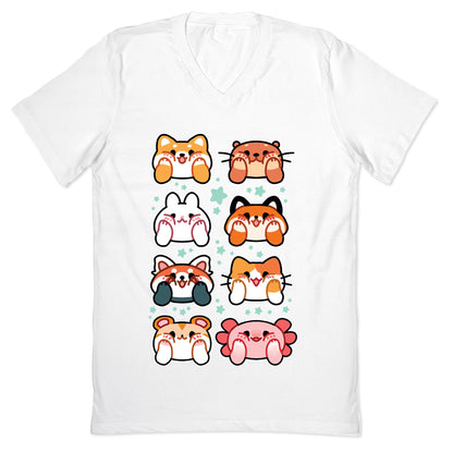 Kawaii Squishy Face Animals V-Neck