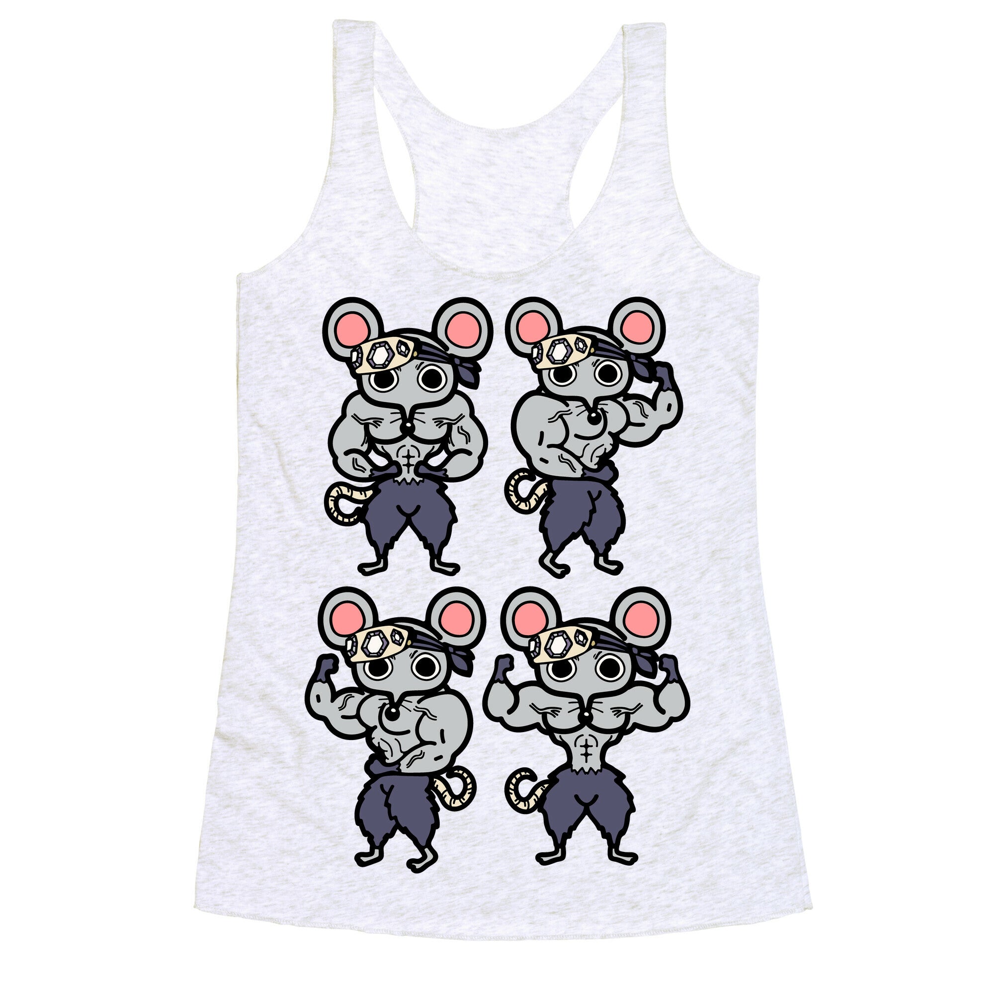 Muscle Mice Pattern Parody Racerback Tank