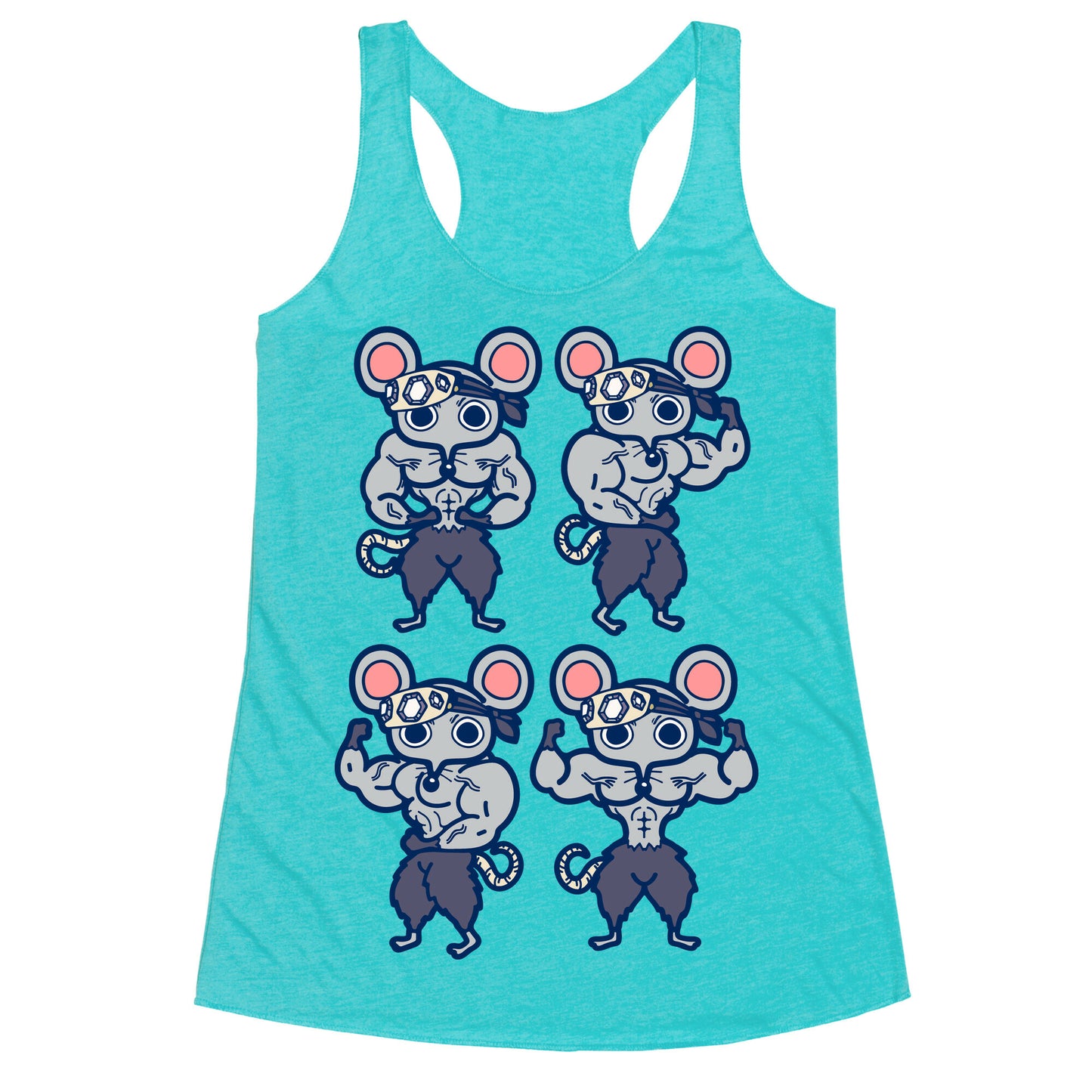 Muscle Mice Pattern Parody Racerback Tank