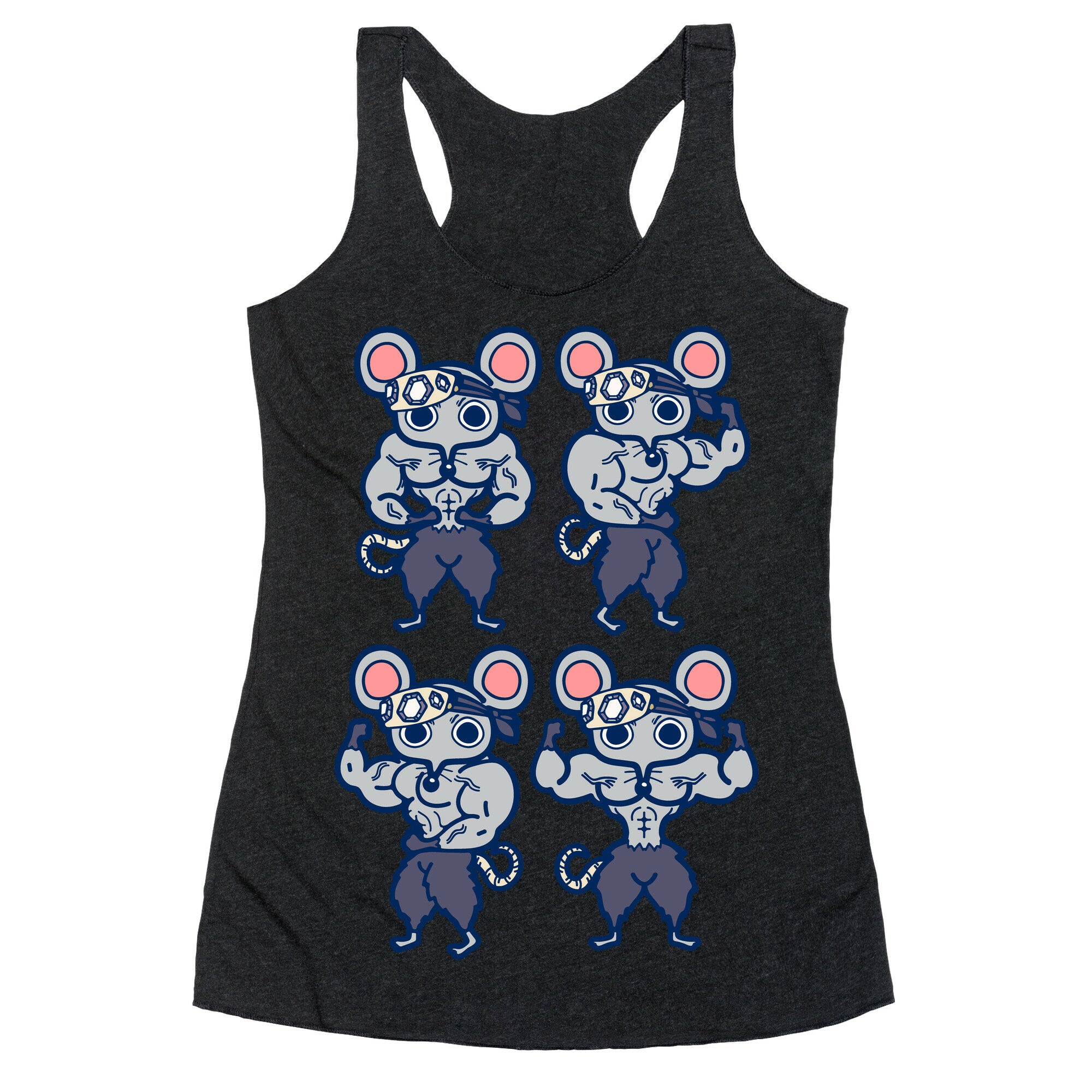 Muscle Mice Pattern Parody Racerback Tank