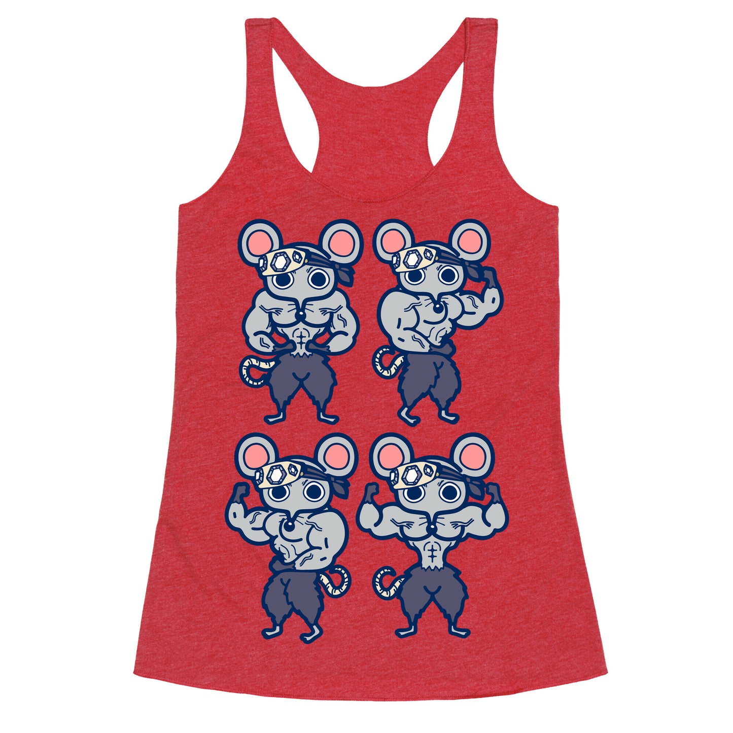 Muscle Mice Pattern Parody Racerback Tank