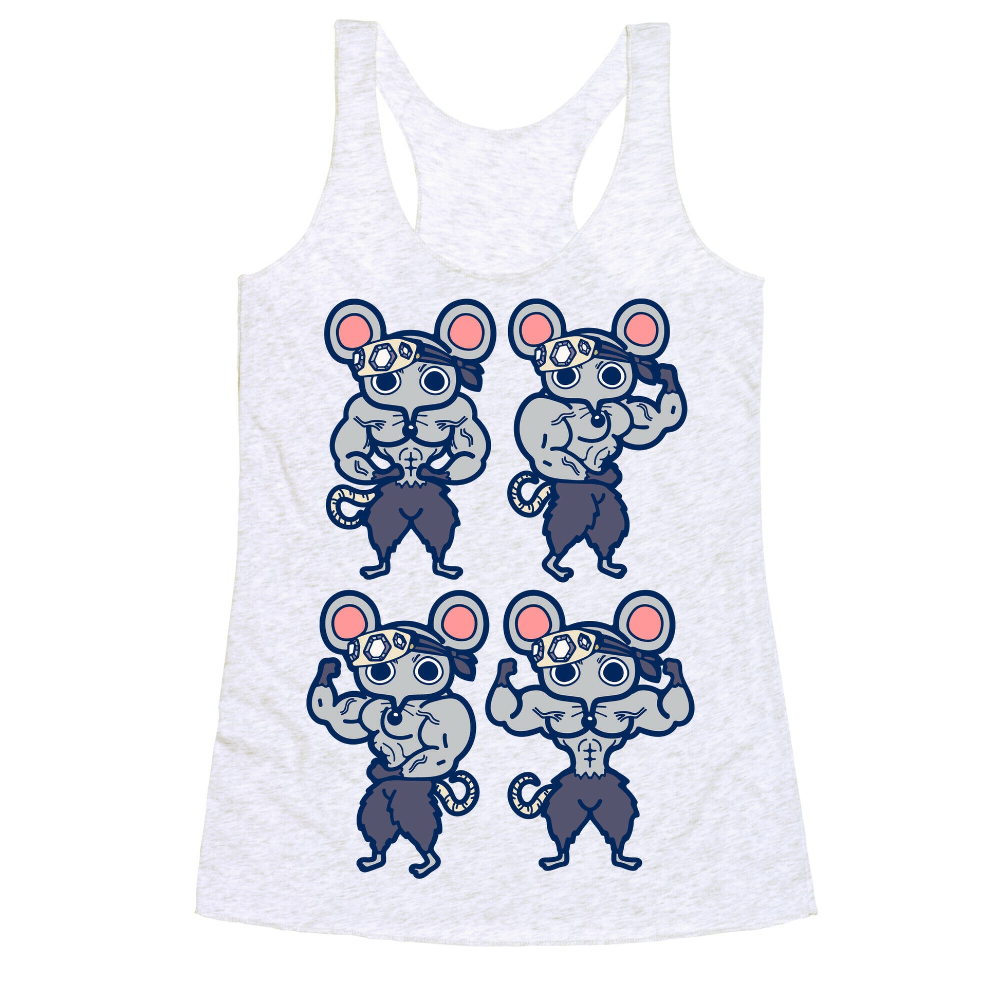 Muscle Mice Pattern Parody Racerback Tank