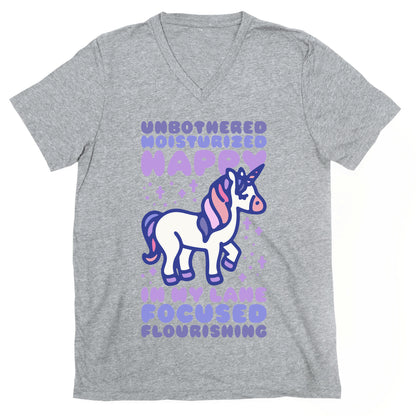 Unbothered Moisturized Happy Unicorn V-Neck