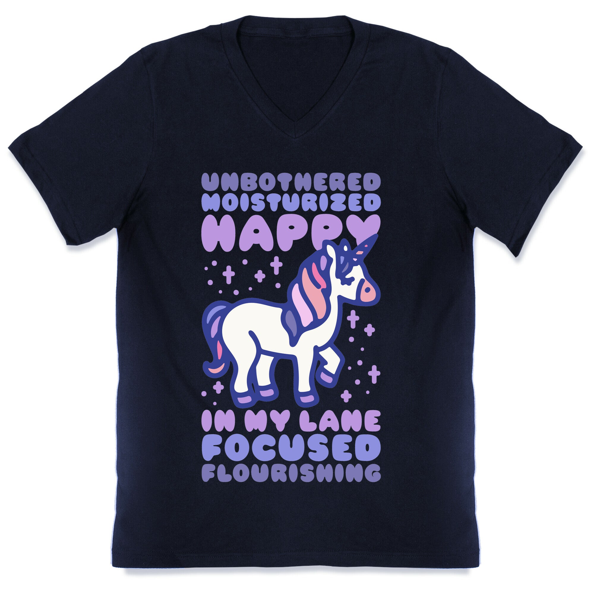 Unbothered Moisturized Happy Unicorn V-Neck