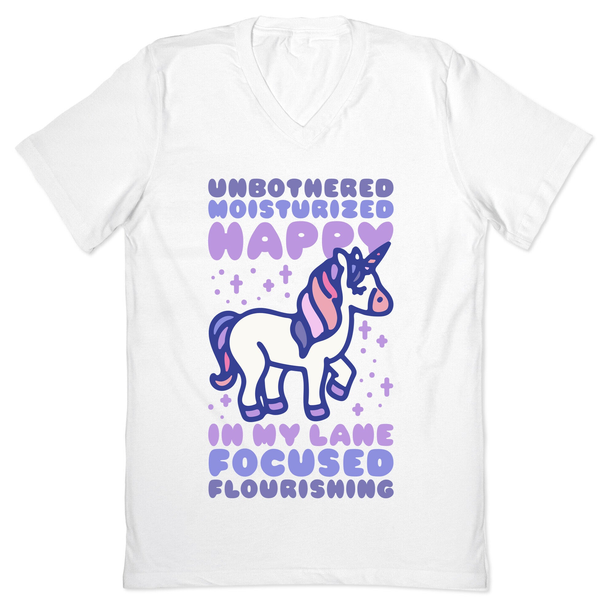 Unbothered Moisturized Happy Unicorn V-Neck