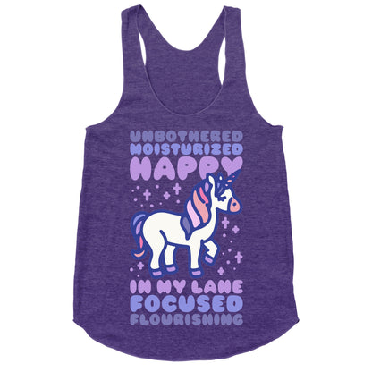Unbothered Moisturized Happy Unicorn Racerback Tank
