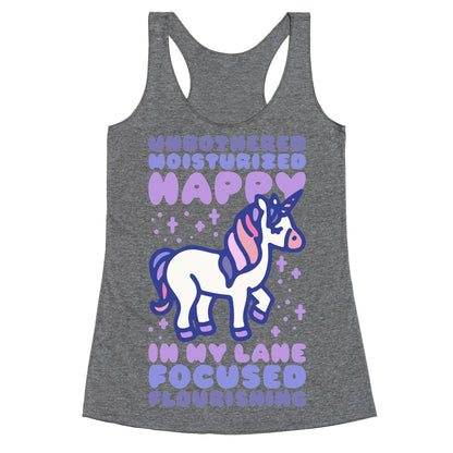 Unbothered Moisturized Happy Unicorn Racerback Tank