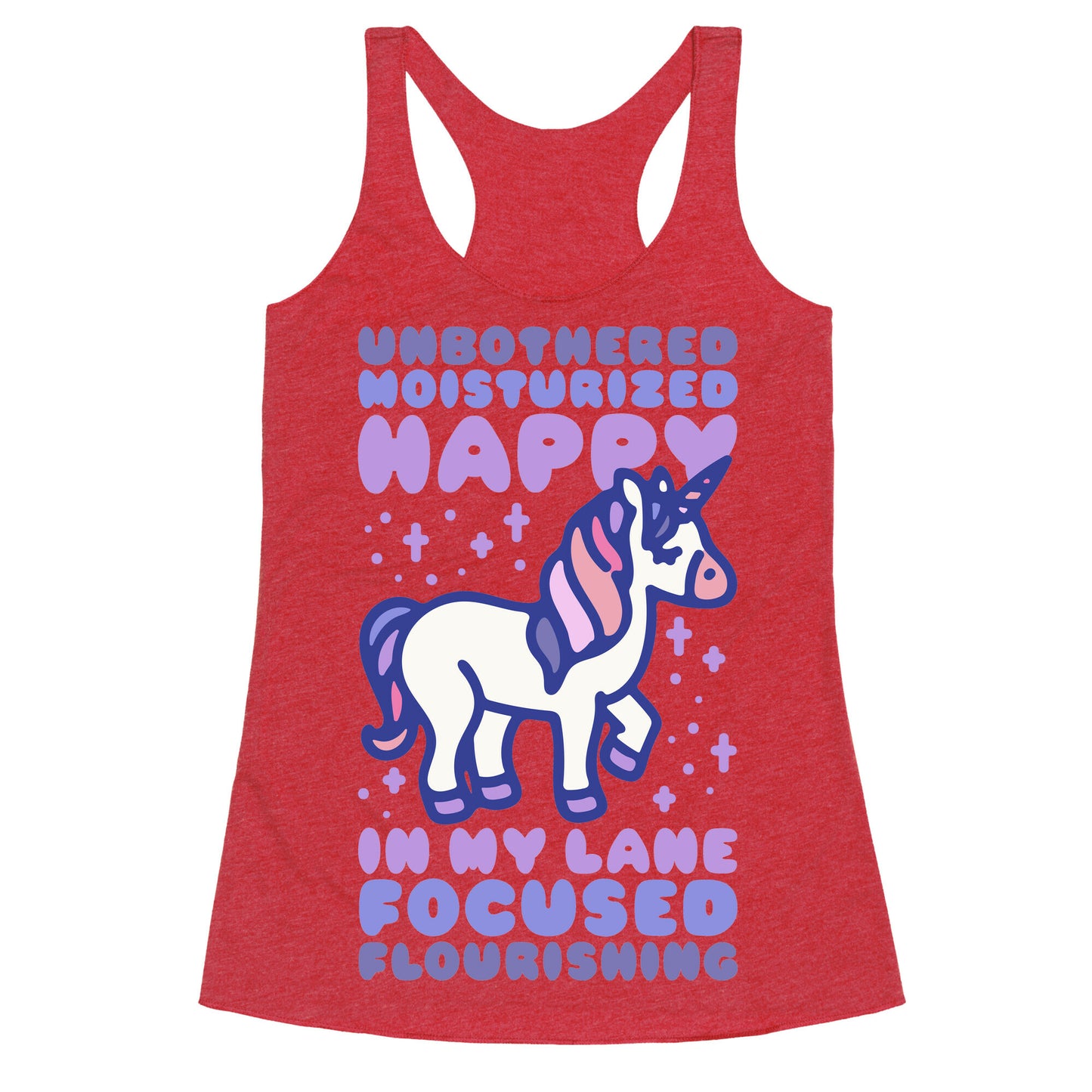 Unbothered Moisturized Happy Unicorn Racerback Tank
