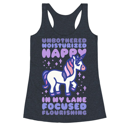 Unbothered Moisturized Happy Unicorn Racerback Tank
