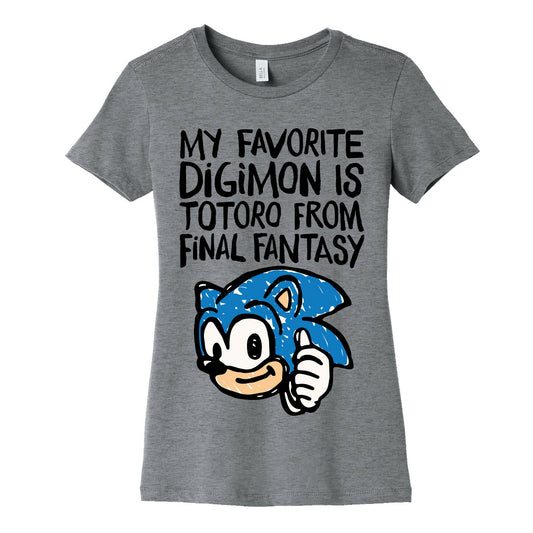 My Favorite Digimon Is Totoro From Final Fantasy Parody Women's Cotton Tee