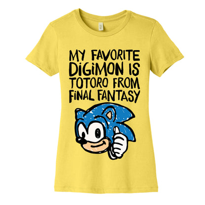 My Favorite Digimon Is Totoro From Final Fantasy Parody Women's Cotton Tee