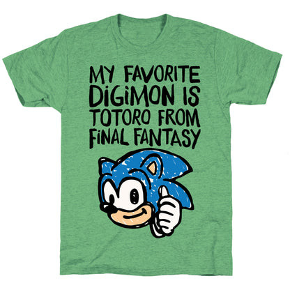 My Favorite Digimon Is Totoro From Final Fantasy Parody Unisex Triblend Tee
