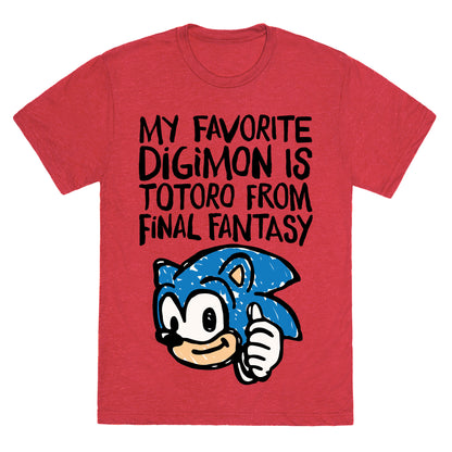 My Favorite Digimon Is Totoro From Final Fantasy Parody Unisex Triblend Tee