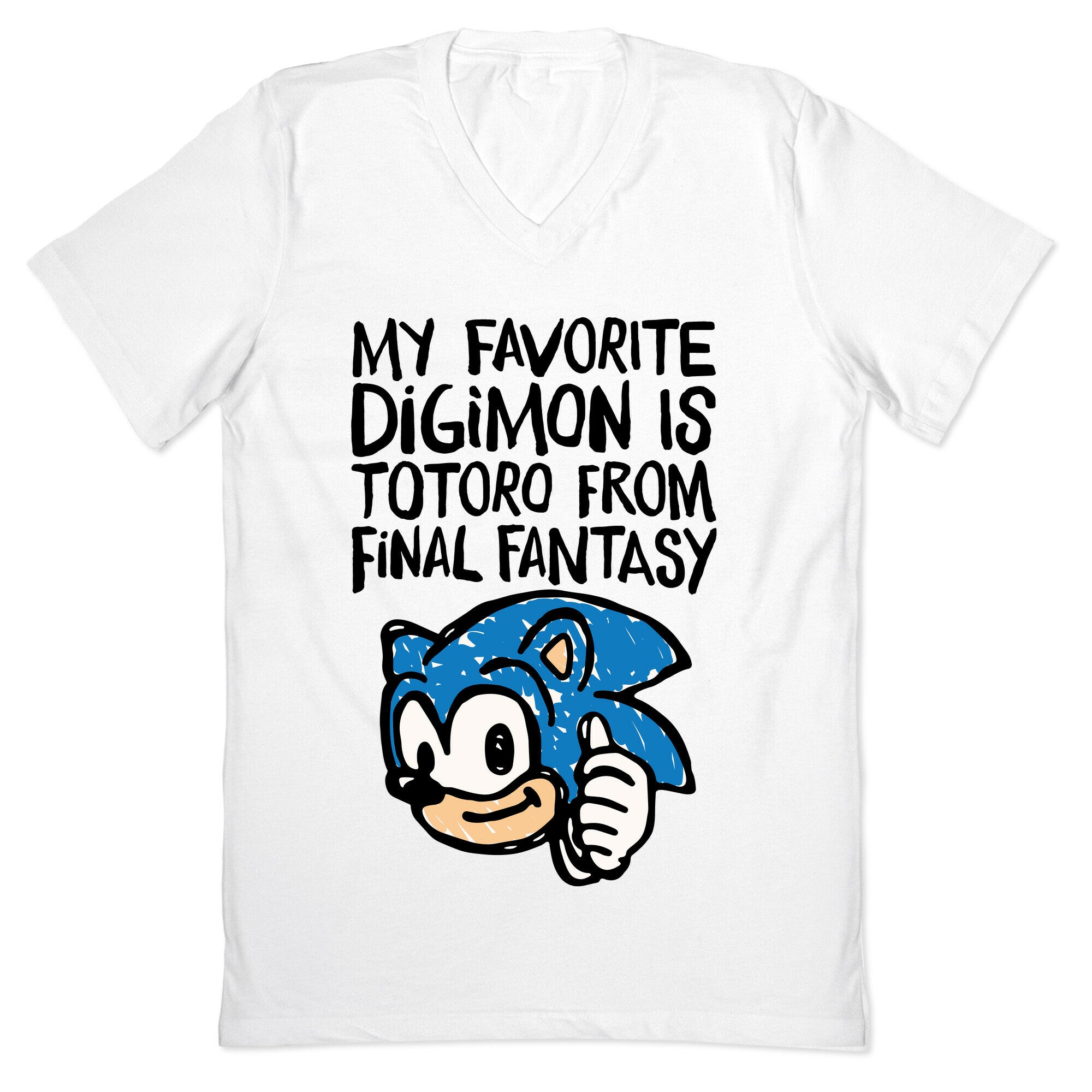 My Favorite Digimon Is Totoro From Final Fantasy Parody V-Neck