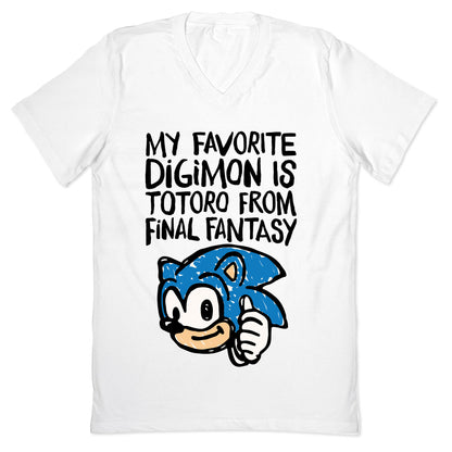 My Favorite Digimon Is Totoro From Final Fantasy Parody V-Neck
