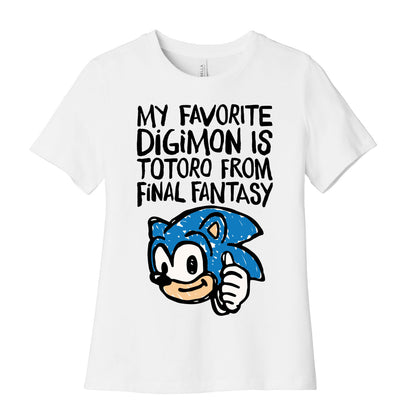 My Favorite Digimon Is Totoro From Final Fantasy Parody Women's Cotton Tee