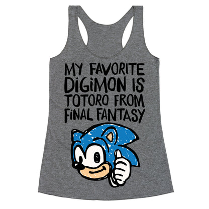 My Favorite Digimon Is Totoro From Final Fantasy Parody Racerback Tank