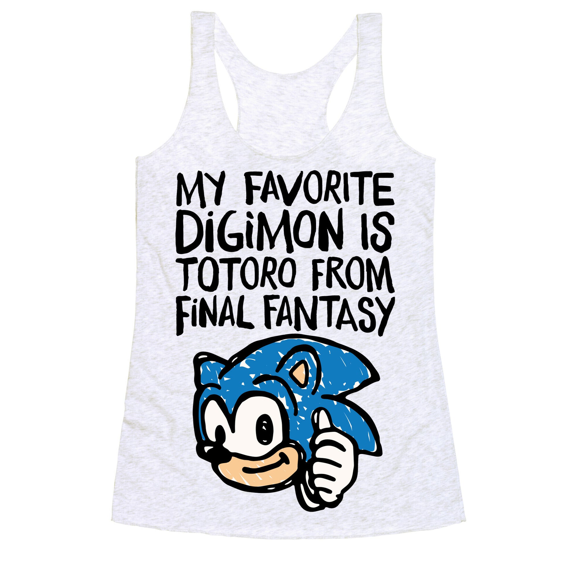 My Favorite Digimon Is Totoro From Final Fantasy Parody Racerback Tank