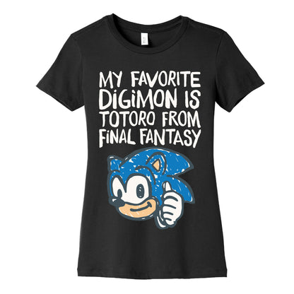 My Favorite Digimon Is Totoro From Final Fantasy Parody Women's Cotton Tee