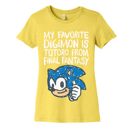 My Favorite Digimon Is Totoro From Final Fantasy Parody Women's Cotton Tee