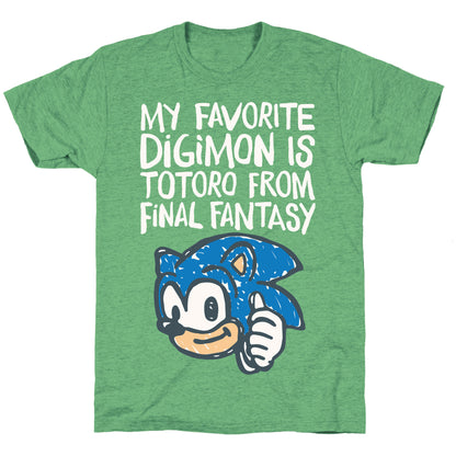My Favorite Digimon Is Totoro From Final Fantasy Parody Unisex Triblend Tee