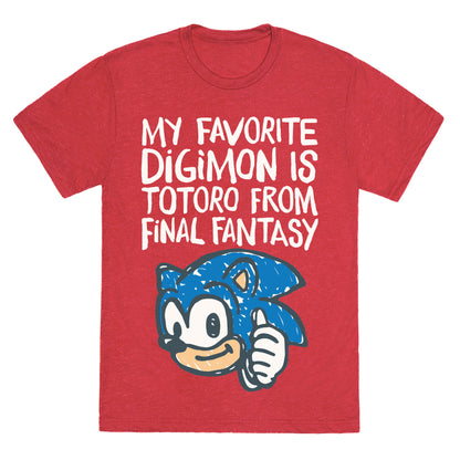 My Favorite Digimon Is Totoro From Final Fantasy Parody Unisex Triblend Tee