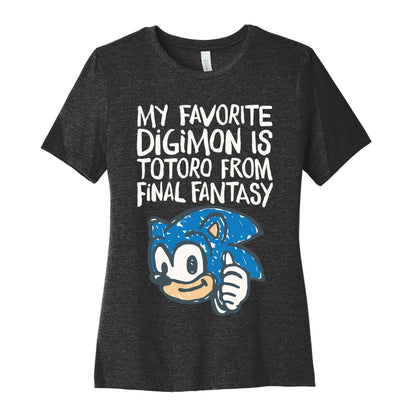 My Favorite Digimon Is Totoro From Final Fantasy Parody Women's Cotton Tee