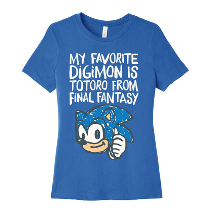 My Favorite Digimon Is Totoro From Final Fantasy Parody Women's Cotton Tee