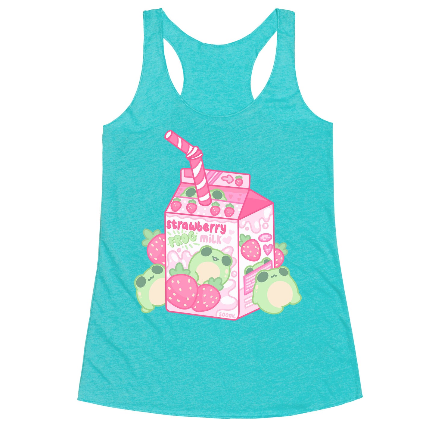 Kawaii Strawberry Frog Milk Racerback Tank