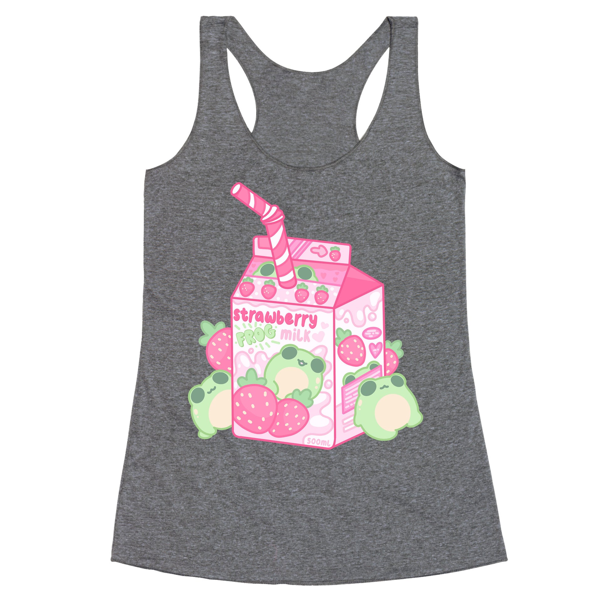 Kawaii Strawberry Frog Milk Racerback Tank